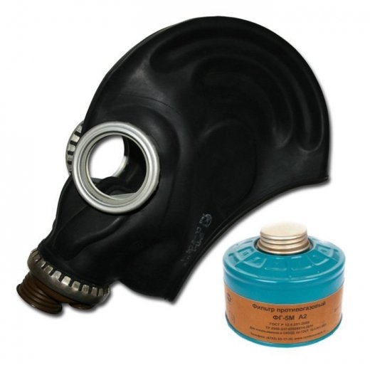 Противогаз ППФ-5М с фильтром ФГ-5М марки A2 маска ШМП-1 Купить Противогаз ППФ-5М с фильтром ФГ-5М марки A2 маска ШМП-1 в