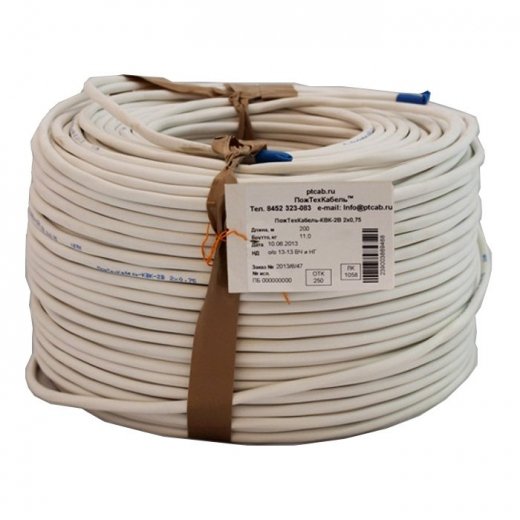 ПожТехКабель КВК-2В 2x0,75 (200 м) Купить ПожТехКабель КВК-2В 2x0,75 (200 м) в